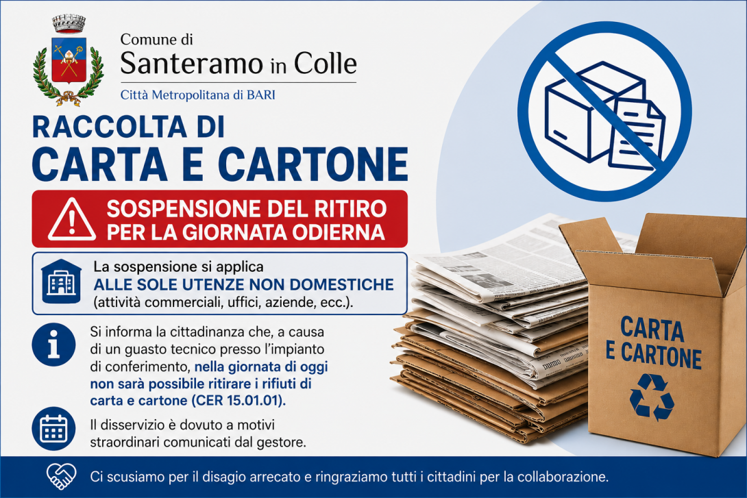 sospensione ritiro carta e cartone